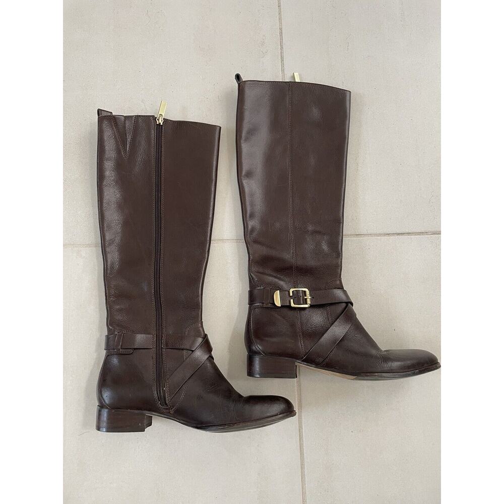 Louise et Cie Riding Boots Lienz Women 7M Knee High Leather Side Zip Brown FLAWS
